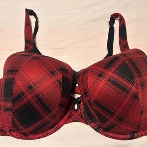 Cacique Red and Black Plaid 42C Back Closure Bra